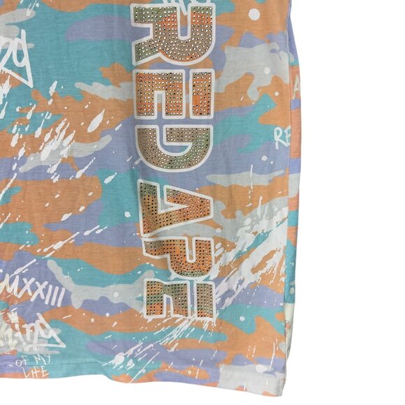 RED APE T-Shirt Adults L Graffiti-Style Paint Splatter Graphic Sequin Bling - Picture 3 of 11